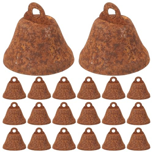DEARMAMY 50stücke Rostige Glocken Kleine Glockenanhänger Hohlglocken für Weihnachtsdekoration Baumglocke Weihnachtsglocken-deko DIY-glockenzubehör Dekorative Metallglocke Hängedeko
