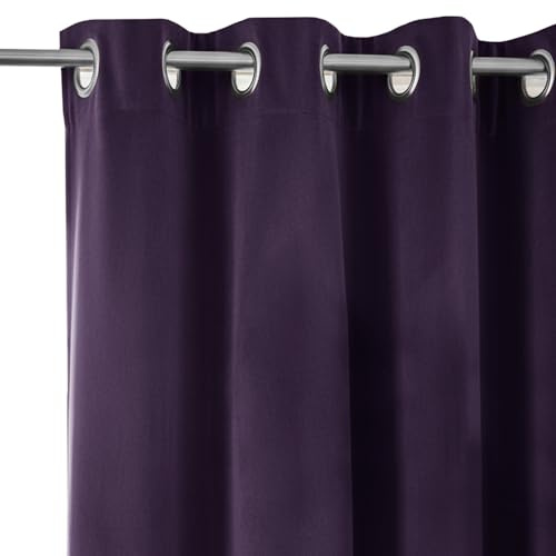 Velosso Velvet Blockout Curtain Panel, Matt Finish, Ring Top Eyelet, Fully Lined for Thermal Insulation & Light Control, 46x84 Door Panel (Purple)