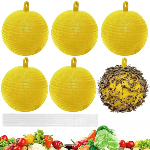 panemy Trappola per Mosche dei Frutti, Attrape Moscherini Cucina per Interni ed Esterni, Trappola Moscerini, con Strisce Adesive, Acchiappamosche per Fattoria, Cucina e Soggiorno (Rotondo-Giallo)