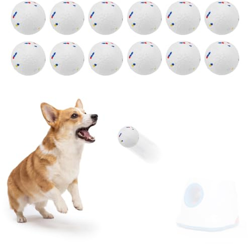 BORDRISE 12 Stück Hundeball für Hunde Ballwurfmaschine, Unzerstörbar aus ETPU, 5,8 cm Tennisball Hund & Tennisbälle für Hunde Set, Griffig für Outdoor Schwimmen Training