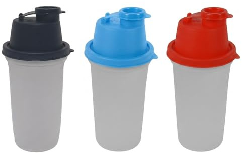 Set 3 Shaker Graduati 250ml con Elica Interna Miscelatrice per Caffè Freddo GRANITE Proteine e Salse CONTENITORE Tappo Ermetico Salvagoccia BOTTIGLIA in Plastica Alimentare Colori Assortiti