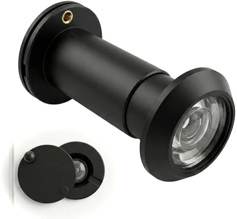 Door Viewer Spy Hole for Front Doors Adjustable Length 35-60mm, Black | 180° Wide Angle, Zinc Alloy, No Tools Required for Installation, Shatter-Resistant Glass Lens, Anti-Reflection Coating