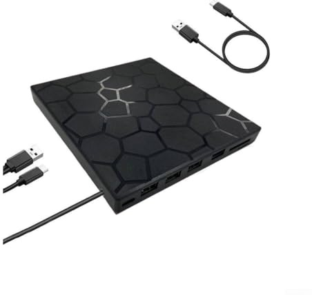 RiseNova 7-i-1 extern CD-DVD-enhet, 3.0 och optisk brännare med hubb och kortläsare för bärbar dator, stationär PC för Windows för Mac OS