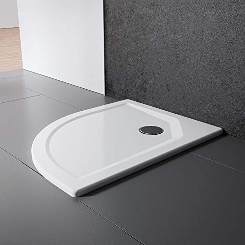 Schulte Duschwanne rund 80x80 cm Extra-flach 3,5 cm, Radius 550 mm, Sanitär-Acryl alpinweiß, inkl. Ablauf & höhenverstellbare Füße, Rundduschbecken