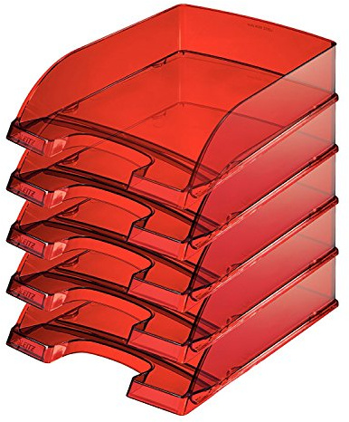 Esselte Leitz Briefkorb A4 transparent Plus (5er Pack | rot)