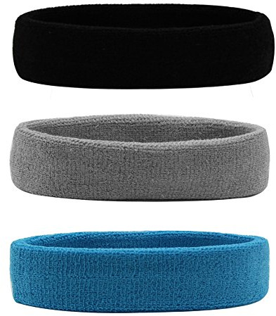 Hanerdun sports headband, women men sweatbands, cotton terry, for running, biking, jogging, tennis, football