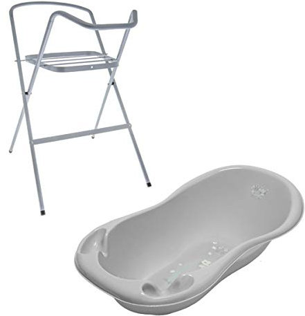 Mon Mobilier Design Baignoire bébé thermomètre Gris Owls 102 cm + Pied