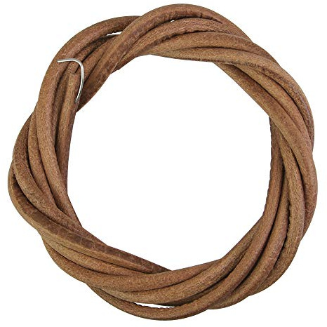 PERFETSELL 183cm Rolle Lederriemen Nähmaschine Rund Lederschnur 5mm Durchmesser Leder Antriebsriemen mit 1 Haken Braun Lederband Nähmaschinengürtel für Nähmaschinen