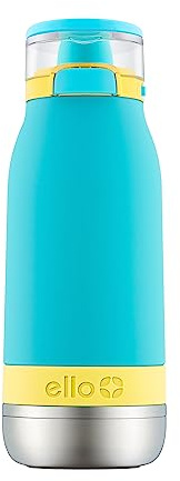 Ello Emma 14oz Vacuum Insulated Stainless Steel Kids Water Bottle with Straw and Built-in Carrying Handle and Leak-Proof Locking Lid for School Backpack, Lunchbox and Outdoor Sports, Sky