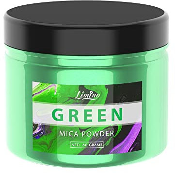 Colorante de Resina Epoxi Metálico - 60g Polvo de Mica Natural, Pigmento Resina Epoxi para Epoxy Resin Art, Fabricación de Jabón - Colorante de Bomba de Baño para Pintura, Arte Uñas (Verde)