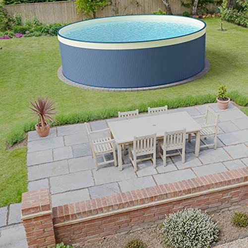 Stahlwandpool Set (6-teilig) rund 350x90 cm, Stahl 0,3 mm anthrazit, Folie 0,2 mm Sand, Overlap