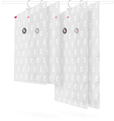 Compactor - 4er-Set Vakuumbeutel zum Aufhängen (2x M + 2x L) - Kleidung für Schrank und Garderobe komprimieren - Platzsparend - Schutz vor Staub und Feuchtigkeit