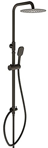 Colonna Doccia In Acciaio Inossidabile Nero Senza Miscelatore Design Superior Moderno Multifunzione Doccia, Getto A Pioggia, Doccetta, Temperatura Costante Soffione 30 Cm Tondo