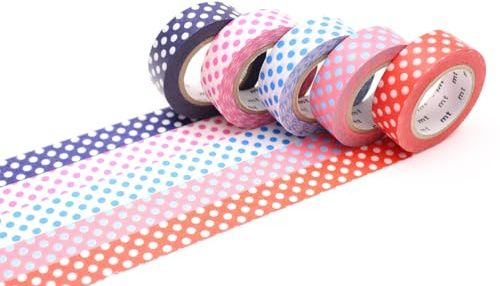 MT Masking Tape Washi-Klebeband, 1,5 cm x 7 m, Pop 2, 5 Stück