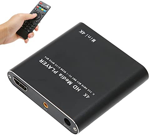 Reproductor de Video HD, 4K, Mini Reproductor Multimedia de Transmisión, Compatible con PPT, PDF, Almacenamiento 4G Integrado, para Tarjetas de Almacenamiento USB AV de Interfaz Multimedia HD(4K)