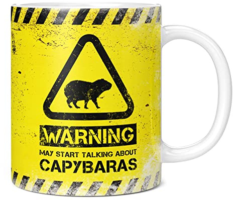 Mug Monster - Taza de regalo divertida con texto en inglés Warning May Start Talking About Capybaras, taza de café de cerámica, regalo para hombres o mujeres, extragrande y gigante, 325 ml, color