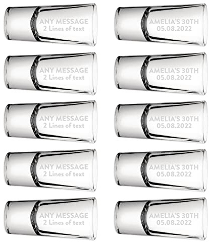 Gift Base Personalised Custom Shot Shooter Glass Name 25ml Multi-pack 5, 10, 20, 30, 40, 50 Glasses - Wedding Favour Birthday Tequila Rum Gin Whisky