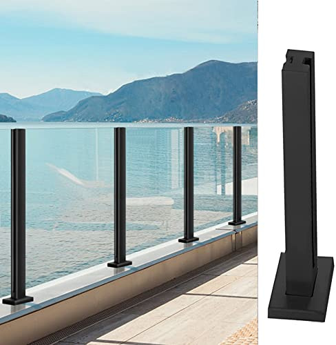 Poteau Garde Corps Verre Pince Poteau De Panneaux Noirs Pour Piscine, Terrasse/patio/couloir, Clôture Carrée De Garde-corps En Acier Inoxydable 5x5cm, Pour Le Kit De Supports De Rail De Base En Verre