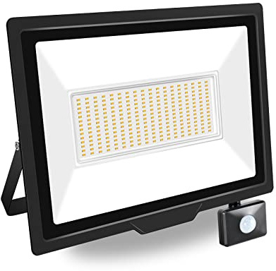 PICAA Focos LED Exterior 1 Pcs, 200W IP66 Impermeable Foco Proyector LED con Sensor de Movimiento, 3500K Blanco cálido Floodlight para Casa, Garaje, Patio, Terraza, Campo