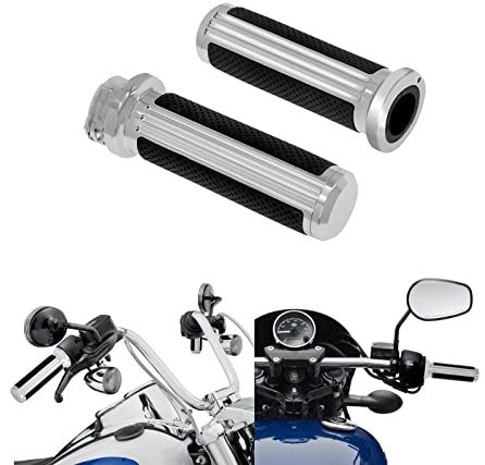 HCmotorku Motorcycle Handlebar Grips for 1 25mm Handle Bars Universal Fit for Harley Touring Dyna Softail Sportster XL 883 1200 Chrome