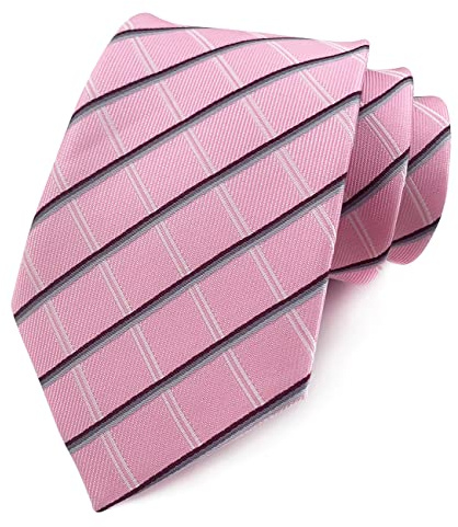 marysgift Pink Ties for Men Stripe Silk Satin Tie for Wedding Party Work Formal Business 160