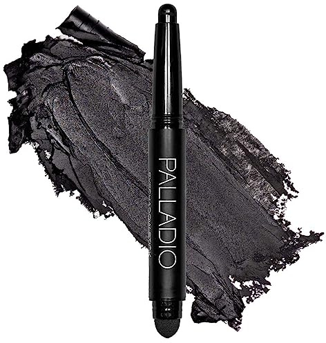 Palladio Waterproof Eyeshadow Stick with Blending Sponge, Long Lasting & Effortless Application, Smudge Free & Crease Proof Formula, Matte & Shimmer Shades, Buildable Eye Shadow (Matte Black)