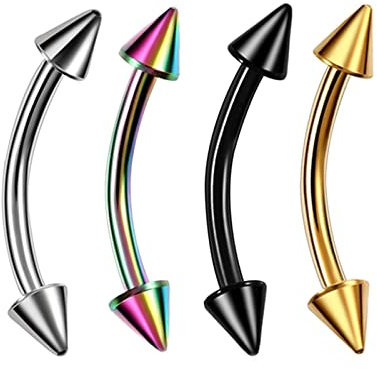 Septum Piercing Chirurgenstahl Ring, Nasenpiercing Dünn mit Silber Gold Schwarz Bunt Gebogene Pfeile 4Pcs