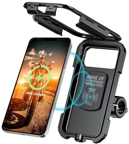 Bike It Waterproof Motorcycle Phone Case With Wireless/USB-C Charger IP67 Waterproof Handlebar Mobile Phone Holder Quick Charge for 5.5-7 Phones