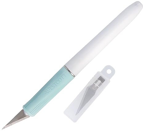 Westcott Couteau de bricolage scalpel | Cutter avec 4 lames de rechange comme couteau de précision pour le bricolage et les projets de bricolage | Idéal pour le papier, le carton, la couture, le