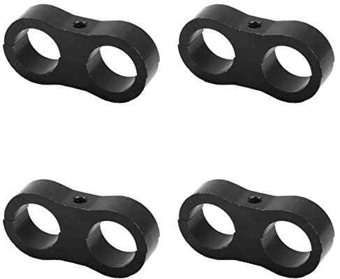 Oil Line, Brake Line, Gas Line, Water Pipe, 4 Pcs 10AN Hose Separator Clamp Aluminium Alloy Fuel Line Mounting Clamp Mounting Divider Fitting Adapter for Fuel Hose