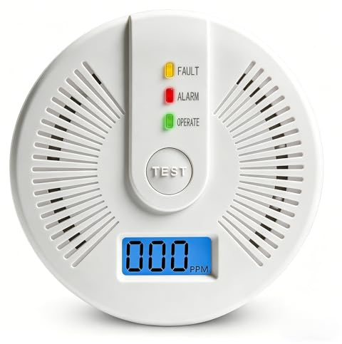 Carbon Monoxide Detector,Carbon Monoxide Alarm With LED display, CO Alarms Monitor for Home Safety,Comply with EN50291 Standard (AA Battery NOT Included)