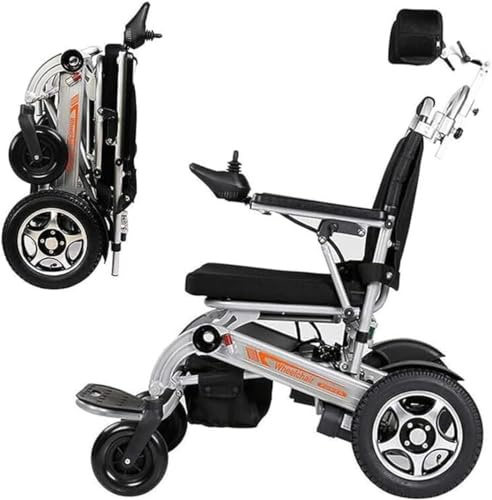 Ultraleichter Faltbarer Elektrischer Rollstuhl, Elektro-Rollstuhl mit Kopfstütze, für ältere und behinderte Menschen, mit Li-Ion Battery,24v20a
