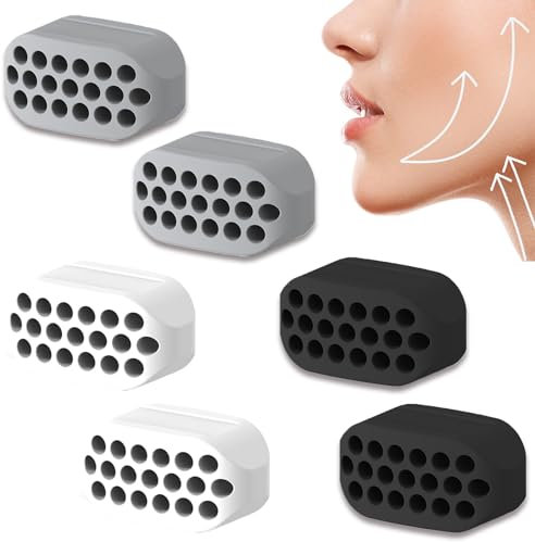 6 Stück jaw Trainer, Kiefermuskeltrainer, Doppelkinn-FitnessgeräTe, Kiefermuskeltrainer für Herren/Damen, Kieferlinientraining