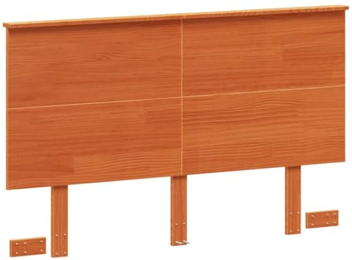 vidaXL Cabecero de Cama, Cabecera para Somier con Patas, Cabezal de Cama, Mueble para Dormitorio, Madera Maciza de Pino Marrón Cera 135 cm