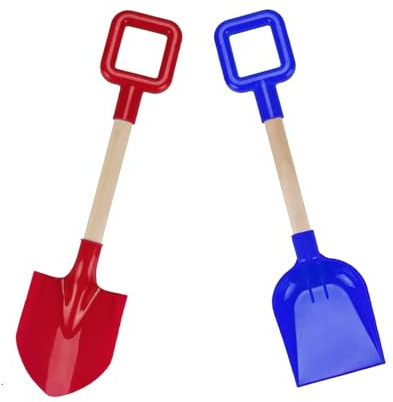 2 st strandspadar för barn, 40 cm, sandspade för barn med hållbart trähandtag, snöspade, barn, strand, trädgårdsredskap för sand, sommarträdgård, strand, sandlåda