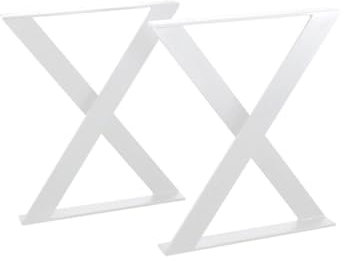 modernLOFTart Tischbeine Weiß - Metall X-Form - 2X Tischgestell Flachstahl 100x10 mm - DIY Tischkufen für Wohnzimmertisch, Esstisch - Breite 50 cm, Höhe 72 cm