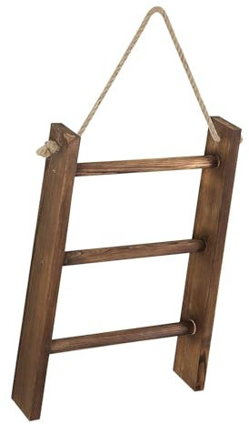 LOVIVER Toalleros de Madera, toallero Colgante, Escalera Colgante de Madera, Colgador de exhibición, toallero de 3 Niveles, Estante para Toallas para Puerta
