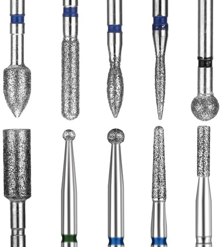 Set di 10 punte per fresa per unghie, diamantate, fresa per unghie, fresa elettrica, per la pulizia delle cuticole, per la pulizia delle unghie, per la manicure (stile 2)