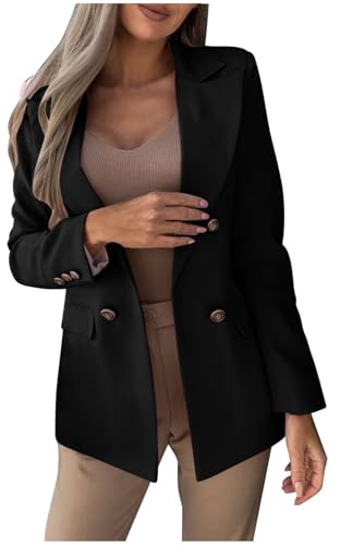 Blazers Jacket For Women Uk Ladies Open Front Solid Color Lapel Suit Long Sleeve Tailored Cardigans Blazer Elegant Lightweight Jackets Button Casual Coat Formal Jacket Business Work Office