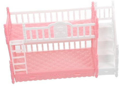 COSMEVIVI Miniatur Etagenbettmodell Puppenhausmöbel 16cm Holz Leiter Schlafzimmer Dekoration Für Puppenhaus