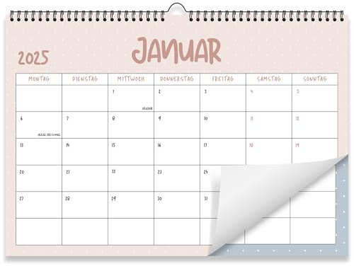 Kalender 2025 Wandkalender (Monatskalender im A4 Querformat) - Monatskalender 2025 für das ganze Jahr von Januar bis Dezember mit Ferienübersicht - Ideal als Paarkalender oder Familienplaner
