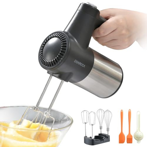 Sbattitore manuale elettrico senza fili a 7 velocità, miscelatore portatile per cuocere torte e crema all'uovo, mixer manuale Turbo Boost/display digitale + 7 velocità + pulsante di espulsione + 4