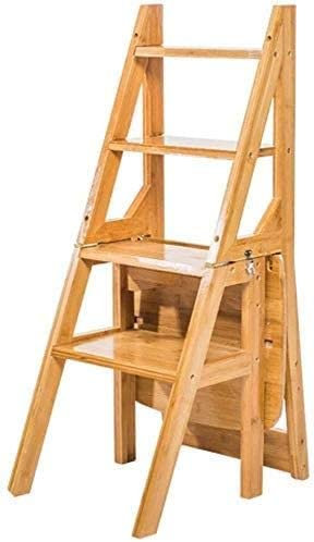 Échelle pliante portable à 4 marches en bois avec supports pour plantes, capacité de 150 kg, escabeau domestique multifonction pour bibliothèque