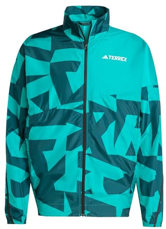 adidas Men's Terrex Multi Printed Wind Jacket, Pure Teal/Aurora Ivy, M