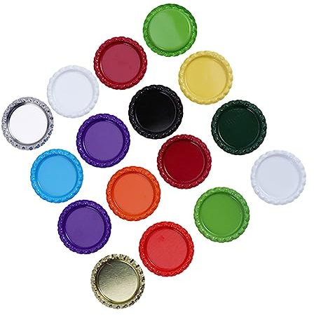 TOPBATHY 100 Stück Bierflaschenverschlüsse Weißblech Flacher Boden Bunte Kronkorken Selbstgemacht Basteln Armband Anhänger Schmuck