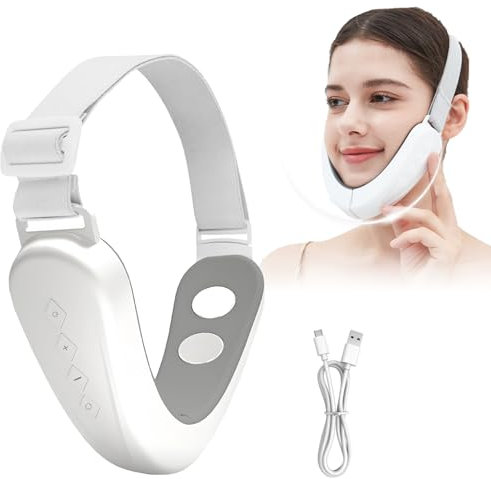 Aohcae V-Face Shaping Massager, Doppelkinn Entferner Gerät Sechs Modi und 12 Intensitäten Gesichtsmassagegerät EMS Jawline Trainer für Beseitigung von Kieferschwellungen