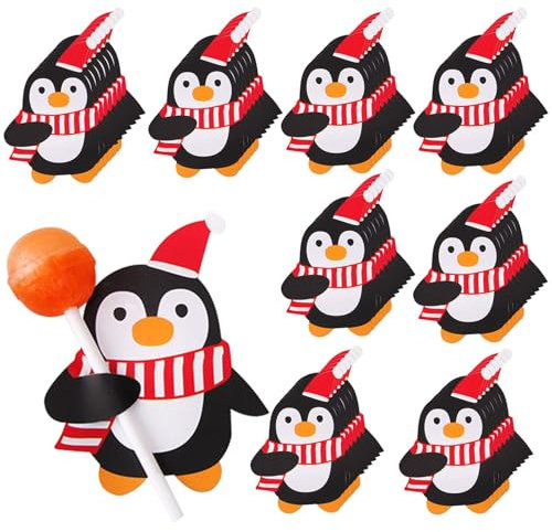 Kioriur Lutscher-Halter, Weihnachtskarten, Weihnachts-Papier-Süßigkeiten-Halter – 50 Stück Süßigkeiten-Halter-Karten, Zuckerhut-Verpackungskarte – Verpackungs-Austauschkarten