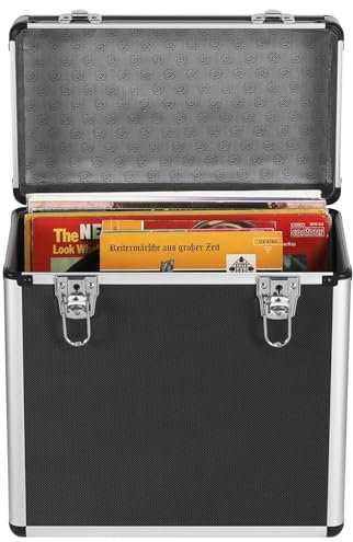 Soberine Valigetta Porta LP Vinili Custodia per Dischi Scatola per DJ con Capacità 50 Dischi Nero