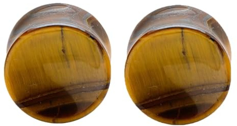 Whoiy Stein Braun Ohr Tunnel Plug Piercing 16mm 2 Stück Double Flared, Frauen Männer Piercing Schmuckset