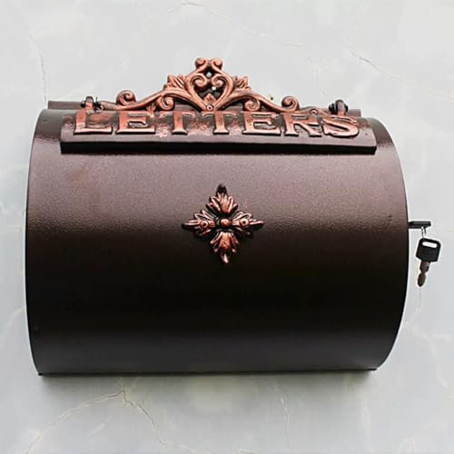 CXLXBRZD Briefkasten Wasserdicht Im Vintage-Stil mit Nostalgischem Charme, Prägung, Briefkasten mit Gravur, Gusseisen, Wetterfest, 33 x 12.5 x 32.5 cm